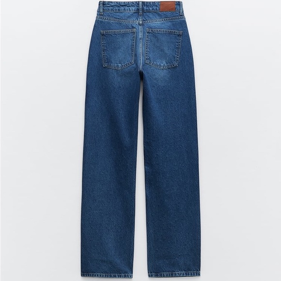 ZARA Z1975 FULL LENGTH STRAIGHT CUT BEADED JEANS WITH A HIGH WAIST - Picture 7 of 8